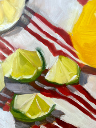 Original art for sale at UGallery.com | Lemons, Limes and Lots of Stripes by Malia Pettit | $275 | oil painting | 8' h x 10' w | photo 4