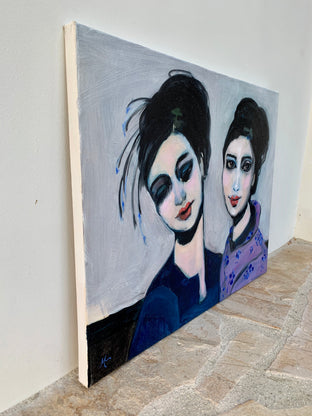 Original art for sale at UGallery.com | Mauveine Geisha Sisters by Malia Pettit | $750 | oil painting | 16' h x 20' w | photo 2