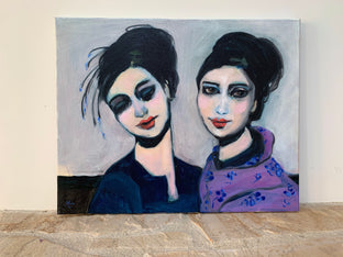 Original art for sale at UGallery.com | Mauveine Geisha Sisters by Malia Pettit | $750 | oil painting | 16' h x 20' w | photo 3