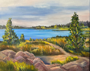 Original art for sale at UGallery.com | Morrison Landing, Big Bear by Marilyn Froggatt | $1,075 | oil painting | 24' h x 30' w | photo 1