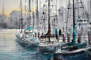 Original art for sale at UGallery.com | Marina Morning by Judy Mudd | $725 | watercolor painting | 10' h x 14' w | photo 4