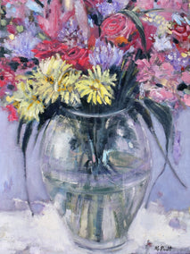 oil painting by Mary Pratt titled A Vase of Flowers 2