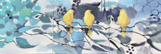 Original art for sale at UGallery.com | Feathered Yellow by Mary Pratt | $1,400 | oil painting | 12' h x 36' w | thumbnail 1