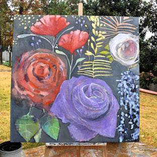 Original art for sale at UGallery.com | Floral Expression by Mary Pratt | $3,900 | oil painting | 48' h x 48' w | photo 3