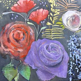Original art for sale at UGallery.com | Floral Expression by Mary Pratt | $3,900 | oil painting | 48' h x 48' w | photo 1
