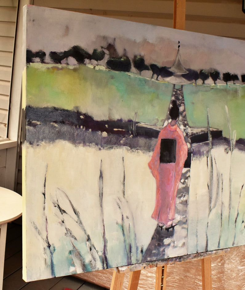 Geisha Walkway by Mary Pratt |  Side View of Artwork 