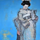 Original art for sale at UGallery.com | Turquoise Geisha by Mary Pratt | $1,300 | oil painting | 30' h x 30' w | thumbnail 1