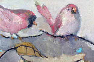 Original art for sale at UGallery.com | Pink Bird Club by Mary Pratt | $800 | oil painting | 12' h x 36' w | photo 4