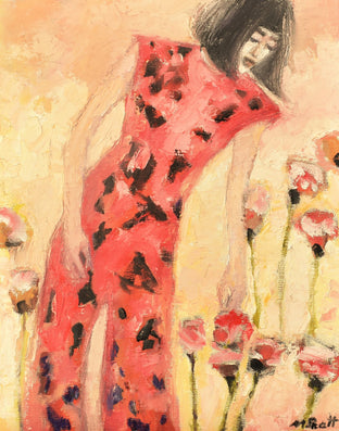 Original art for sale at UGallery.com | Red Dress by Mary Pratt | $350 | oil painting | 14' h x 11' w | photo 1
