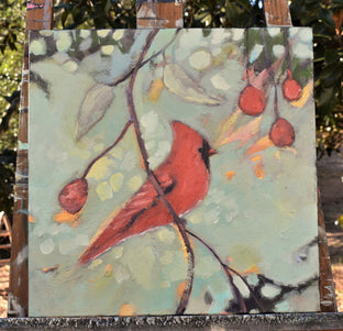 Original art for sale at UGallery.com | Tiny Red by Mary Pratt | $475 | oil painting | 16' h x 16' w | photo 3