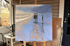 Original art for sale at UGallery.com | Tybee Stroll - Commission by Mary Pratt | $2,600 | oil painting | 36' h x 36' w | thumbnail 2