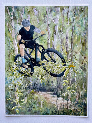 Original art for sale at UGallery.com | Catching Air by Maurice Dionne | $475 | watercolor painting | 15' h x 11' w | photo 2
