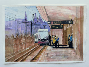 Original art for sale at UGallery.com | Commute by Maurice Dionne | $375 | watercolor painting | 9' h x 13' w | photo 2