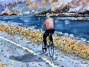 Original art for sale at UGallery.com | Fall Parkway by Maurice Dionne | $550 | watercolor painting | 13' h x 17' w | photo 4