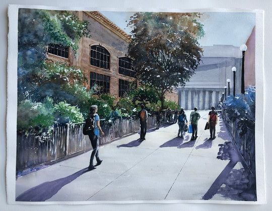 Returning From the Market by Maurice Dionne |  Side View of Artwork 