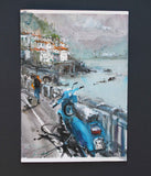 Original art for sale at UGallery.com | Blu Vespa on Amalfi Coast by Maximilian Damico | $600 | watercolor painting | 11.3' h x 8.7' w | thumbnail 3