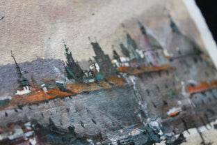 Bridge, Boats and Castle by Maximilian Damico |   Closeup View of Artwork 