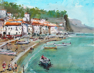 Original art for sale at UGallery.com | Croatia Marina by Maximilian Damico | $700 | watercolor painting | 11' h x 15' w | photo 1