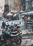 Original art for sale at UGallery.com | Fluid Piazza Navona by Maximilian Damico | $1,200 | watercolor painting | 36' h x 24.5' w | thumbnail 2