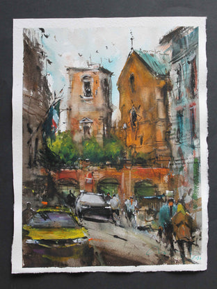 Original art for sale at UGallery.com | Napoli Square by Maximilian Damico | $600 | watercolor painting | 12.5' h x 9.5' w | photo 4