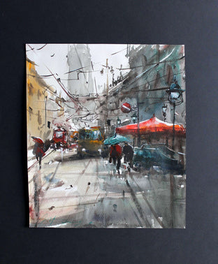 Original art for sale at UGallery.com | Napoli Streets and People by Maximilian Damico | $600 | watercolor painting | 12' h x 10.5' w | photo 3