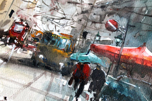 Original art for sale at UGallery.com | Napoli Streets and People by Maximilian Damico | $600 | watercolor painting | 12' h x 10.5' w | photo 4