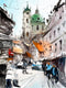 Original art for sale at UGallery.com | Prague Green Dome by Maximilian Damico | $600 | watercolor painting | 11' h x 8.2' w | thumbnail 1