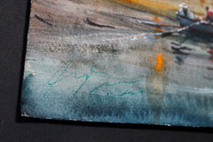 Original art for sale at UGallery.com | Prague River and Castle at Dusk by Maximilian Damico | $550 | watercolor painting | 11' h x 16' w | thumbnail 2