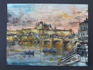 Prague River and Castle at Dusk by Maximilian Damico |  Context View of Artwork 