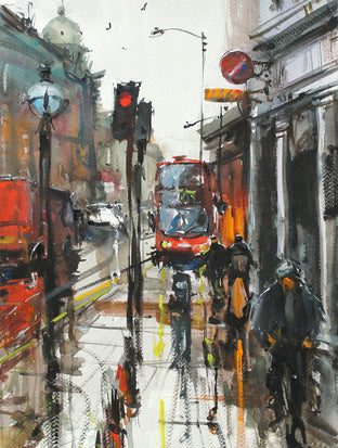 Original art for sale at UGallery.com | Regent Street II by Maximilian Damico | $650 | watercolor painting | 15' h x 11' w | photo 1