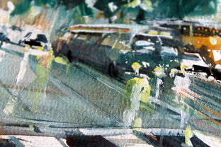 Original art for sale at UGallery.com | San Francisco Raining Road by Maximilian Damico | $600 | watercolor painting | 11' h x 8.2' w | photo 4