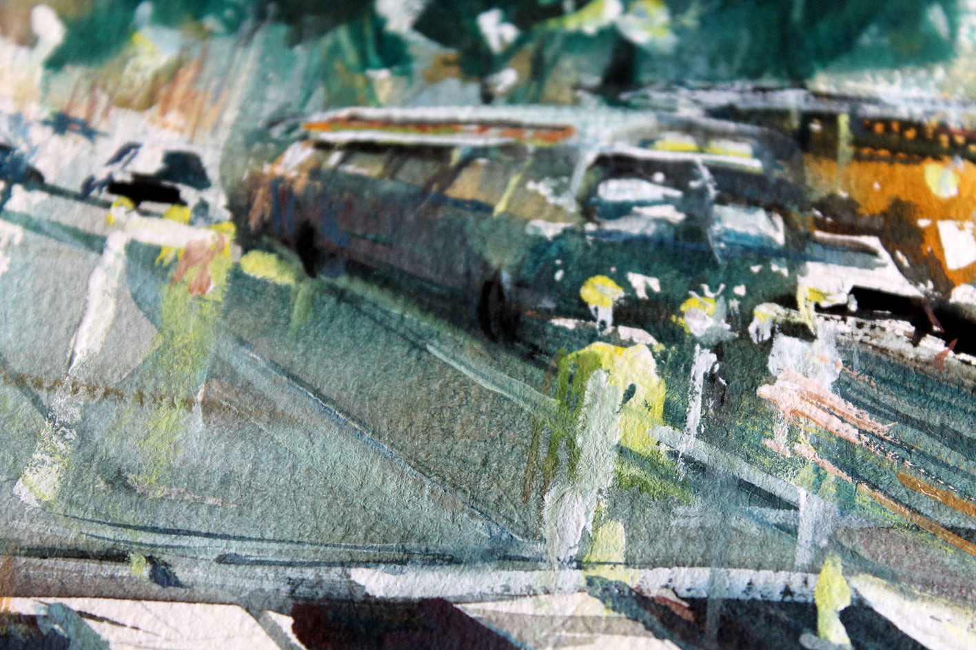 San Francisco Raining Road by Maximilian Damico |  Closeup View of Artwork 