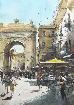 Original art for sale at UGallery.com | Sicilia Bella by Maximilian Damico | $1,000 | watercolor painting | 23.6' h x 16' w | photo 1