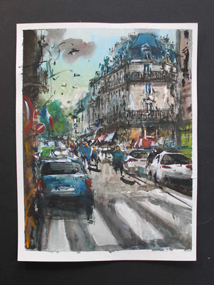 Original art for sale at UGallery.com | Spring in Paris by Maximilian Damico | $650 | watercolor painting | 11.5' h x 9' w | photo 3