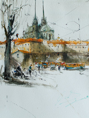 Original art for sale at UGallery.com | The Cathedral by Maximilian Damico | $800 | watercolor painting | 16' h x 11' w | photo 1