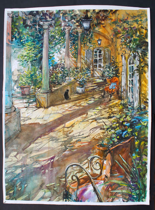 Original art for sale at UGallery.com | The Garden in Amalfi by Maximilian Damico | $1,250 | watercolor painting | 30' h x 22' w | photo 3
