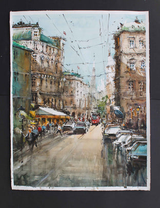 Original art for sale at UGallery.com | Wien First District by Maximilian Damico | $890 | watercolor painting | 22' h x 17' w | photo 2