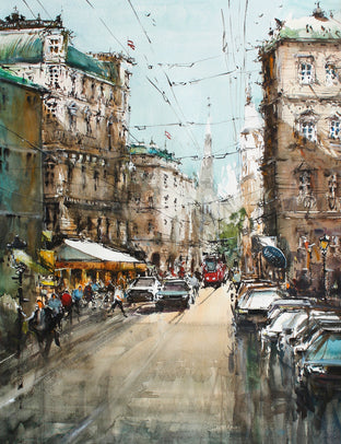 Original art for sale at UGallery.com | Wien First District by Maximilian Damico | $890 | watercolor painting | 22' h x 17' w | photo 1
