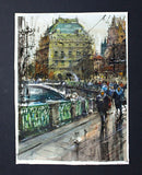 Original art for sale at UGallery.com | Winter Coming in Prague by Maximilian Damico | $850 | watercolor painting | 18' h x 14' w | thumbnail 3