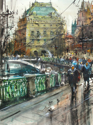 Original art for sale at UGallery.com | Winter Coming in Prague by Maximilian Damico | $850 | watercolor painting | 18' h x 14' w | photo 1