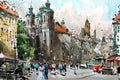 Original art for sale at UGallery.com | Wonderful Day in Staromestska- Commission by Maximilian Damico | $1,300 | watercolor painting | 15' h x 22' w | thumbnail 2