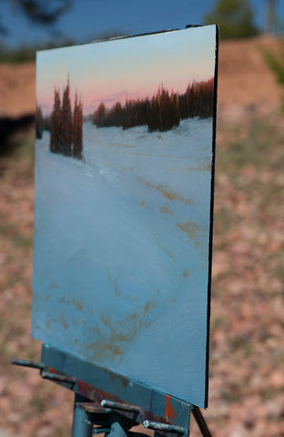 Original art for sale at UGallery.com | Snow Cedar Mountain Range by McGarren Flack | $1,900 | oil painting | 18' h x 24' w | photo 2