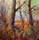 Original art for sale at UGallery.com | Spinning a Spell of Fall Becoming Winter by Melissa Gannon | $400 | mixed media artwork | 14' h x 13.85' w | thumbnail 1