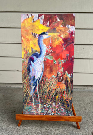 Original art for sale at UGallery.com | Heron in the Fall by Melissa Gannon | $550 | oil painting | 24' h x 12' w | photo 3