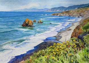 Mendocino Coast - Commission by Catherine McCargar |   Closeup View of Artwork 