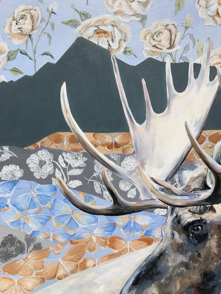 Moose in the Mountains by Alana Clumeck |  Closeup View of Artwork 