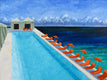 Original art for sale at UGallery.com | Long Pool by Mitchell Freifeld | $575 | oil painting | 30' h x 40' w | thumbnail 1