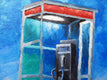 Original art for sale at UGallery.com | The Mojave Phone Booth by Mitchell Freifeld | $500 | oil painting | 15' h x 20' w | thumbnail 4