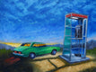 Original art for sale at UGallery.com | The Mojave Phone Booth by Mitchell Freifeld | $500 | oil painting | 15' h x 20' w | thumbnail 1