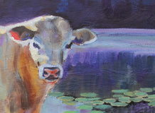 Original art for sale at UGallery.com | Monet Cows by Jan Fontecchio Perley | $475 | oil painting | 12' h x 24' w | thumbnail 4